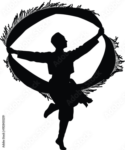 Silhouette of a dancer with a hoop