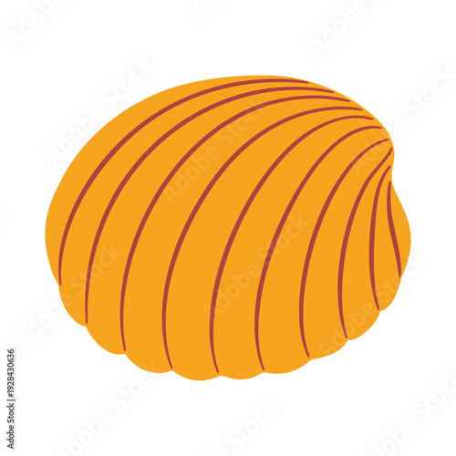 Bright yellow scallop seashell. flat style isolated. Marine vector illustration. Perfect for summer beach themes, nautical patterns, aquatic educational content, nautical themes, coastal decor.