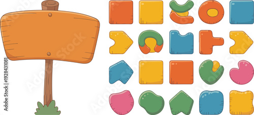 Colorful Wooden Direction Pointer Signs Set with Beach Road Bar Cafe Restaurant Hotel Boards Vector Illustration