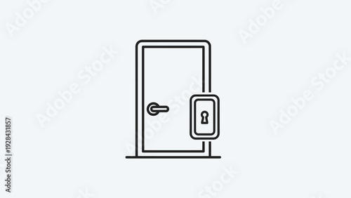 Simple Door with Key in Lock.