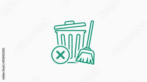 Trash Can Icon with Prohibited Sign.