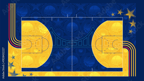 san fransisco basketball court tamplate design vector isolated top view