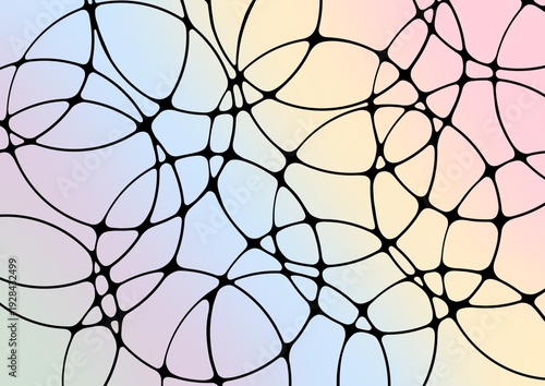 Abstract neurographic background with black flowing lines on pastel gradient. Modern neural network art.