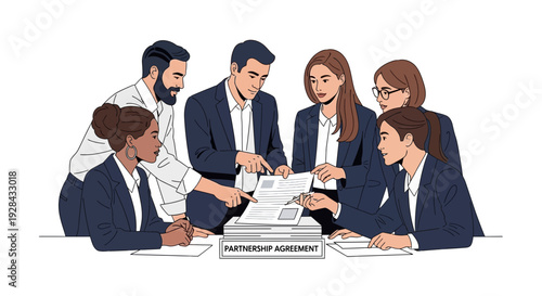 Professional Office Meeting Vector Illustration of Business People Collaborating