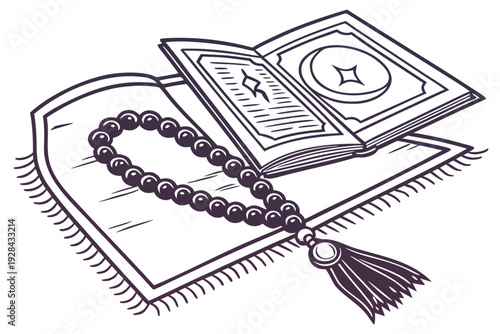 Holy Quran, Prayer Mat, and Tasbih for Islamic Worship