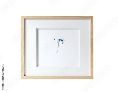 Minimalist framed artwork with delicate blue subject