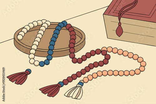 Spiritual Prayer Beads and Sacred Book for Devotion