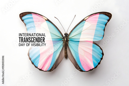 International Transgender Day Of Visibility Butterfly With Transgender Flag Wings Symbol

