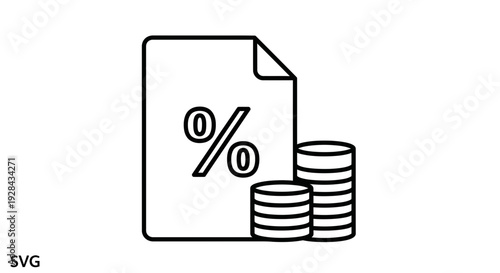 Interest Rate Icon: Percentage Sign, Coins, and Document