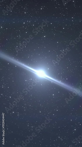 Vertical video: Point appearing top moving diagonal, forming beam, settling, showing flare