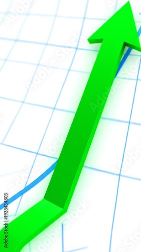 Wallpaper Mural A green arrow pointing up on a blue line graph with a grid background indicating growth and success in business or finance Torontodigital.ca