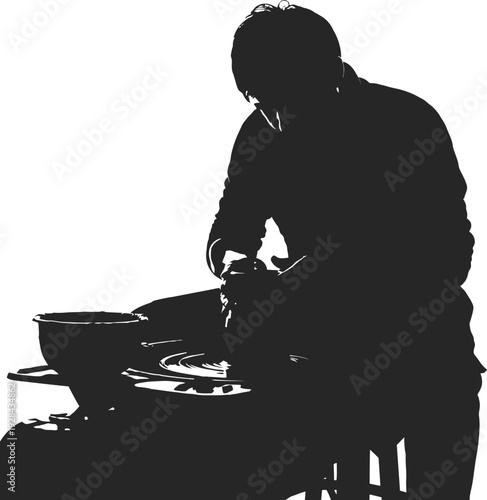 Man preparing food in kitchen with bowl and utensils
