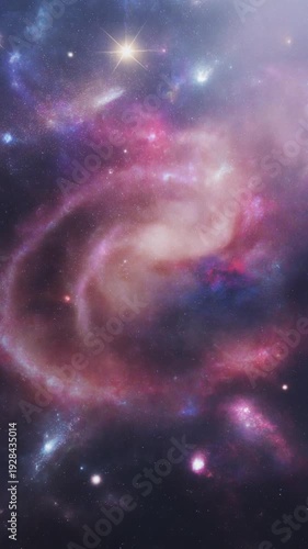 Wallpaper Mural A vibrant spiral galaxy with pink and purple hues swirls in deep space with stars and stardust Torontodigital.ca
