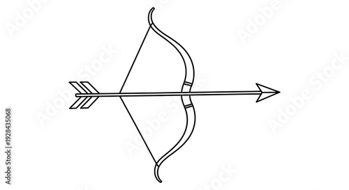 Simple line drawing of a classic recurve bow with an arrow aimed forward