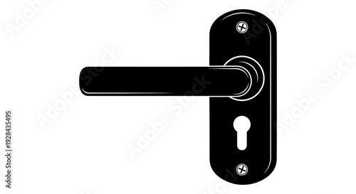 Black door handle with keyhole a simple modern design illustration
