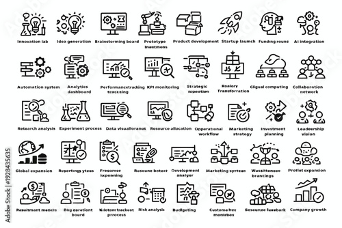 Diverse collection of icons representing various objects and activities in daily life