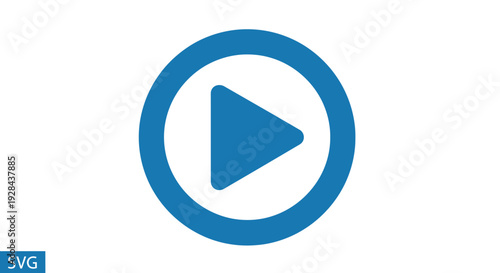 Blue Play Button Icon on White Background