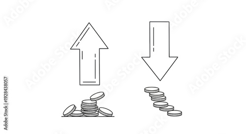 Up and Down Arrows with Coins - Business Finance Concept