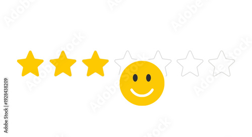 Customer Satisfaction Rating: Three Stars and Smiley Face