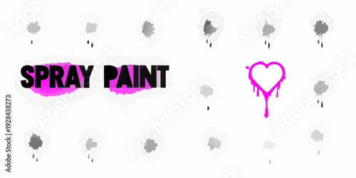 Bullet holes and pink spray paint with a heart design on black