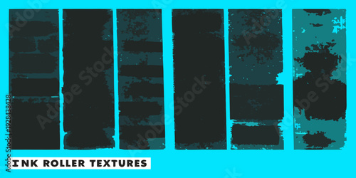 Abstract background featuring vertical dark teal and turquoise ink roller textures