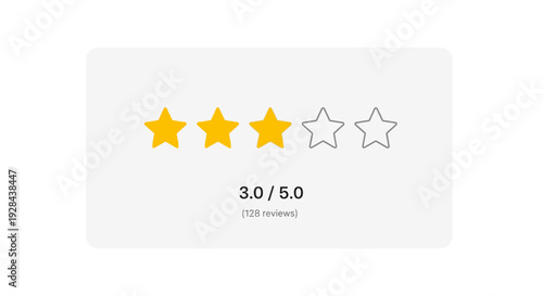 Customer feedback rating with three stars and 3.0/5.0 score