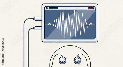 Brain wave activity displayed on a computer monitor with eeg headset