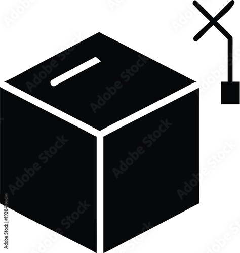 Box with slot and tag symbol on white background vector illustration
