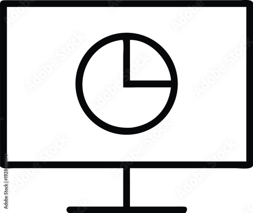Computer monitor displaying pie chart for data analysis and business performance metrics