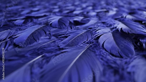 A cold winter frost pattern spreads across the blue fabric texture surface, creating a light and artistic design of icy material