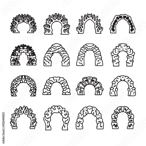 Collection of Coral Arches and Stone Archways for Aquariums or Nature Scenes