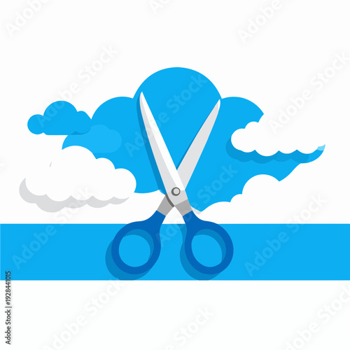 Schere schneidete Wolken