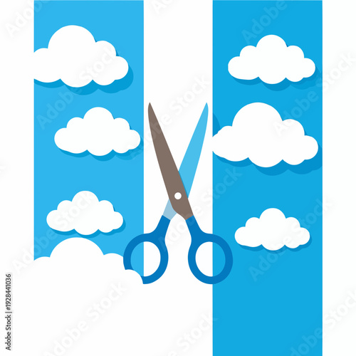 Schere schneidete Wolken