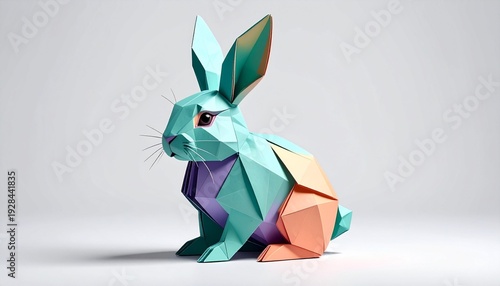 Modern Polygonal Bunny Artwork in Gradient Colors

