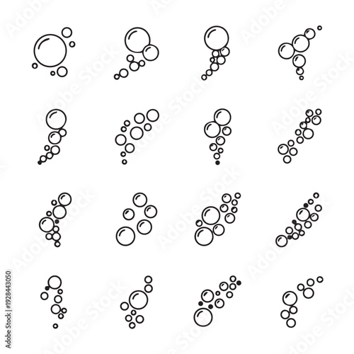 Collection of Bubble Icons Round Bubbles Simple Line Art Isolated on White Background
