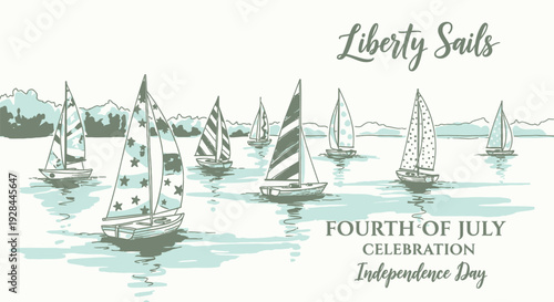 Independence Day sailboat vector illustration