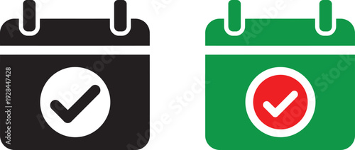Calendar with checkmarks black green