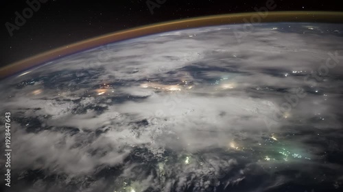 Night Earth Slow Rotation City Lights Lightning ISS. Source material provided by NASA.
This is real video footage captured from orbit. The footage has been digitally processed to enhance clarity.