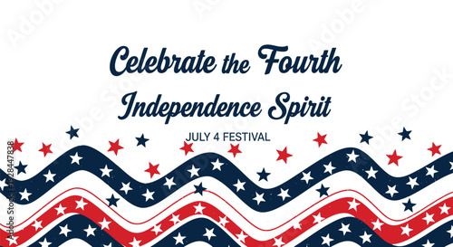 Independence Day festival banner with patriotic waves