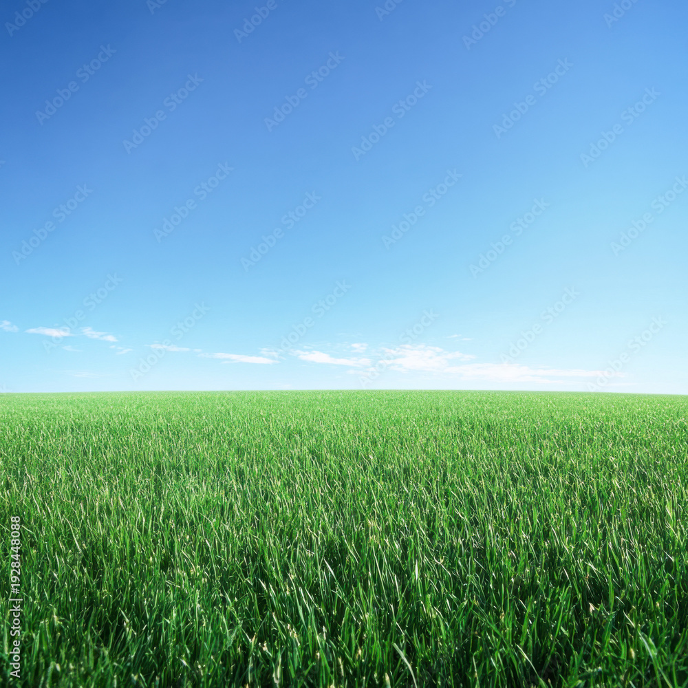 Fototapeta premium Minimal Rural Field Horizon Under Clear Summer Sky