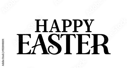 Happy Easter logo design with elegant bold serif lettering in black, high-quality Easter vector is ideal for professional branding, luxury greeting cards, retail packaging and seasonal gift tags.