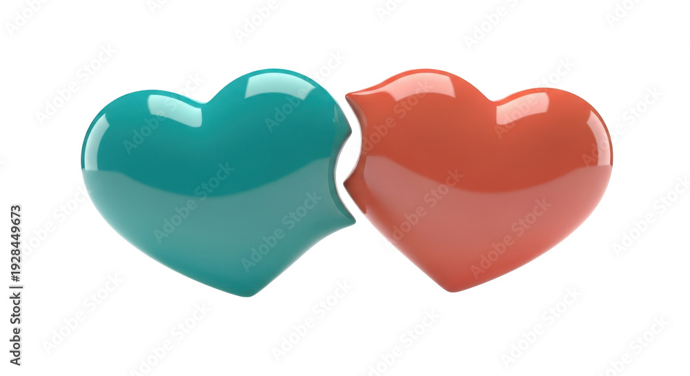 Fototapeta premium Connected Heart Halves, Romance Concept