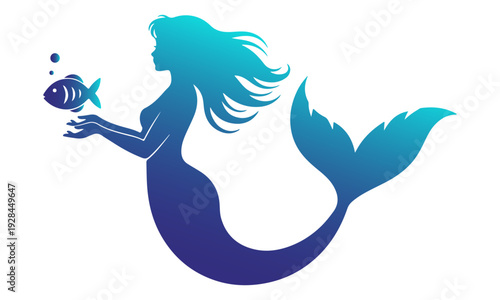 Wallpaper Mural Beautiful mermaid illustration under the sea with fantasy elements. Torontodigital.ca