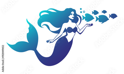 Wallpaper Mural Beautiful mermaid illustration under the sea with fantasy elements. Torontodigital.ca