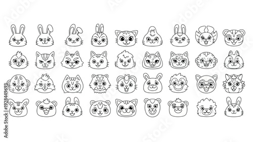 Diverse collection of emoji icons representing various professions, activities, and emotions Vector