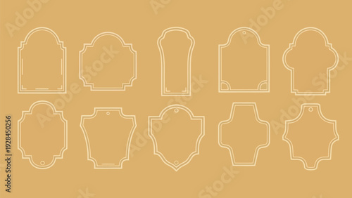 Collection of various geometric and architectural outline designs on a light background Vector