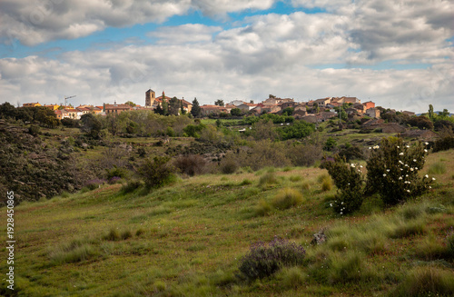 Rural landscape of Hiendelaencina, a small village in Guadalajara, Spain, with clouds in the sky