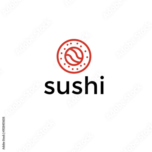 Sushi logo vector featuring a single circular sushi roll maki