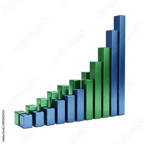 Free Download Growing 3D Bar Graph in Blue and Green - GFXLoad