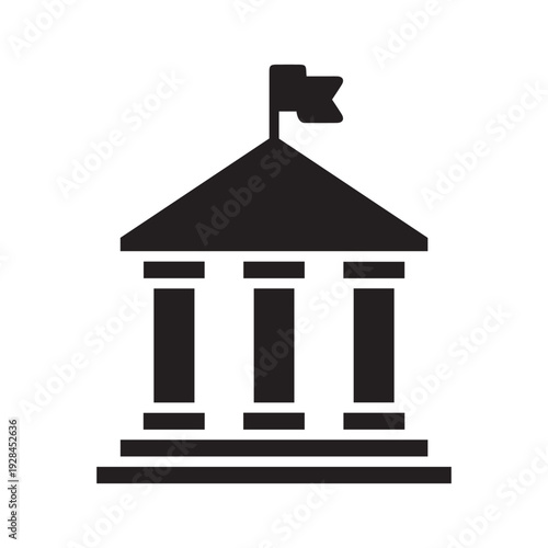 City hall building icon. Simple solid style. Municipal, hall town, embassy, council, government concept. Black silhouette, glyph symbol. Vector illustration isolated
